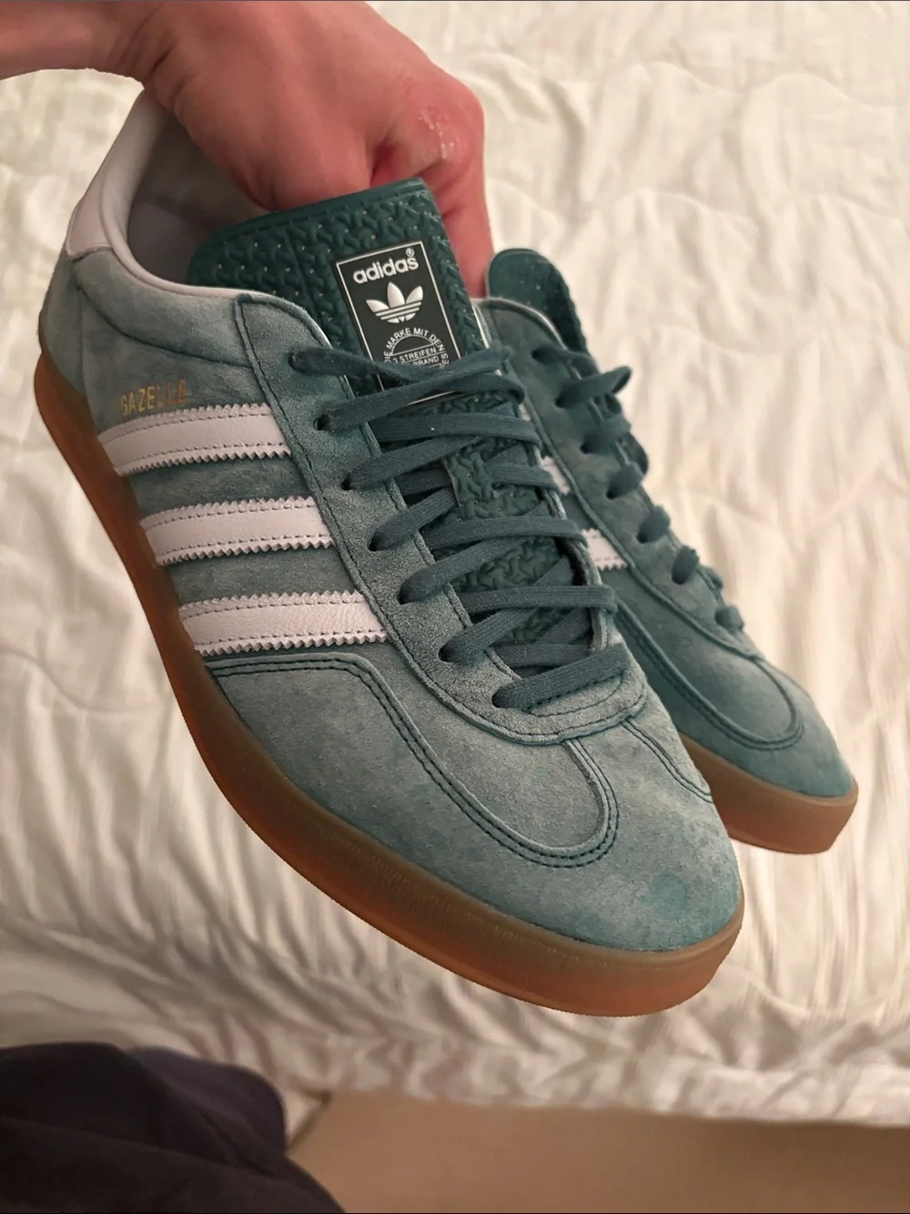 adidas Gazelle Suede Sneakers - Teal & White